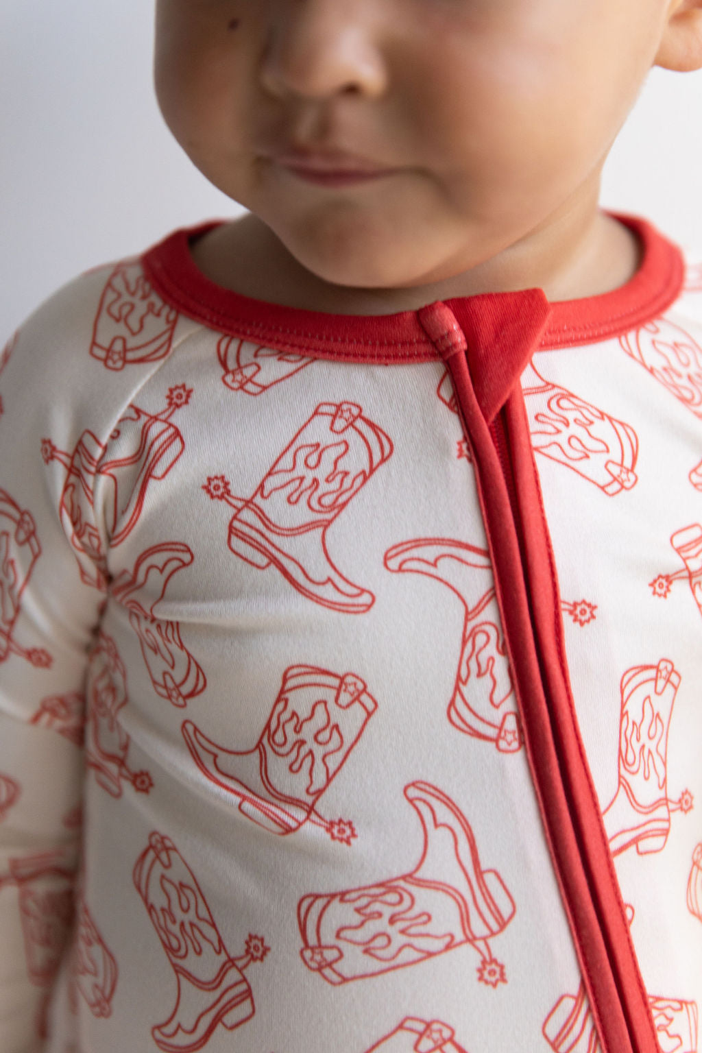 RED BOOTS | ZIPPER ONE PIECE