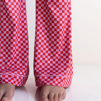 PINK + RED MINI CHECKER | GIRLS' BUTTON UP SHORT SLEEVE SET
