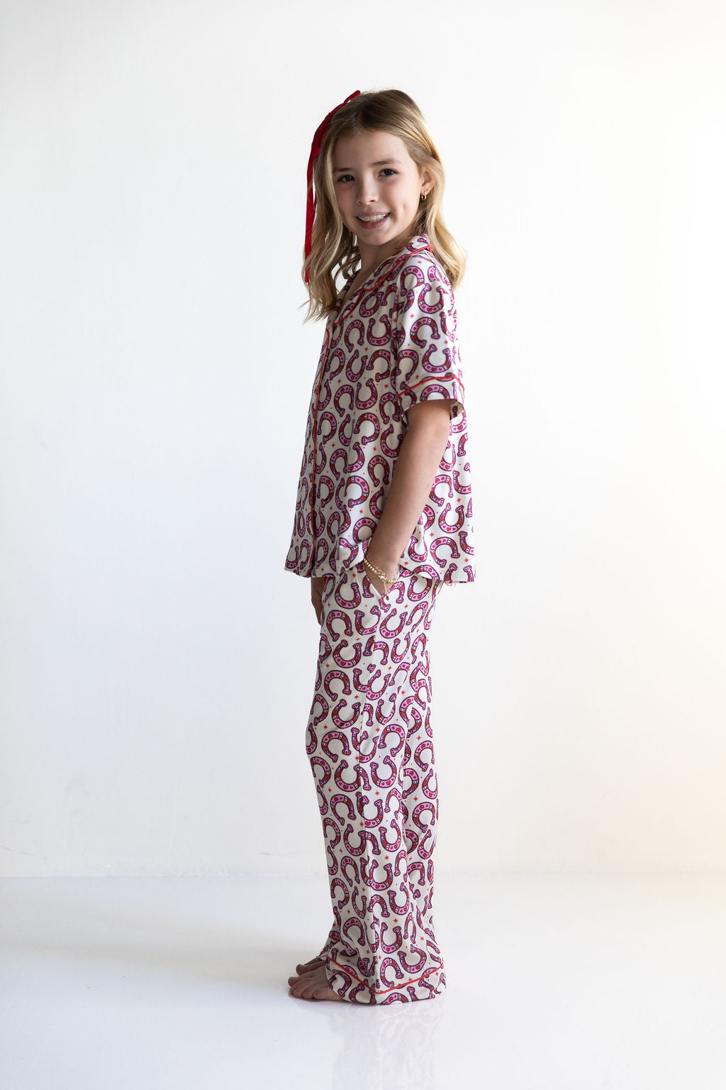 HORSESHOES | GIRLS' BUTTON UP SHORT SLEEVE SET