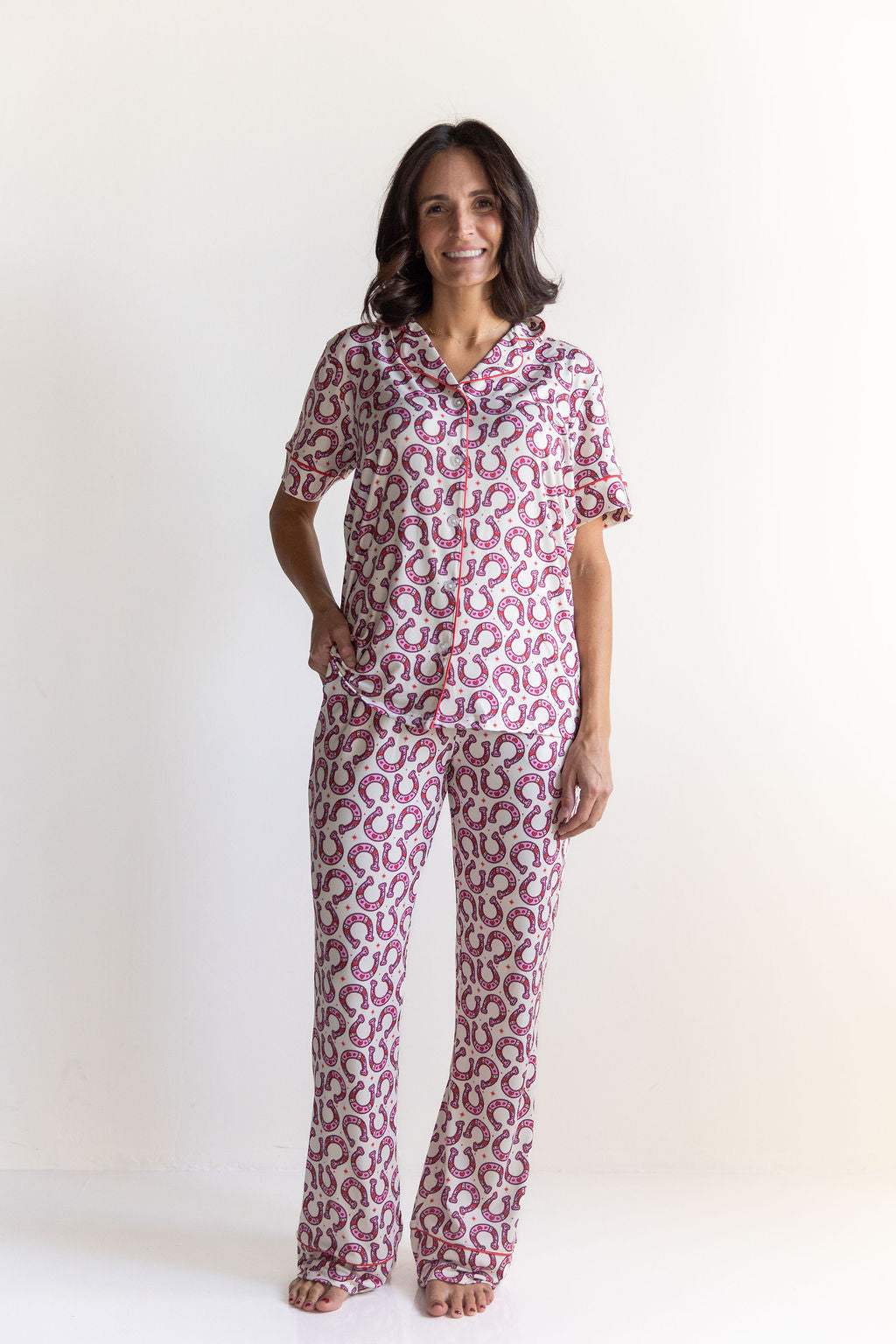 HORSESHOES | WOMEN'S BUTTON UP SHORT SLEEVE SET