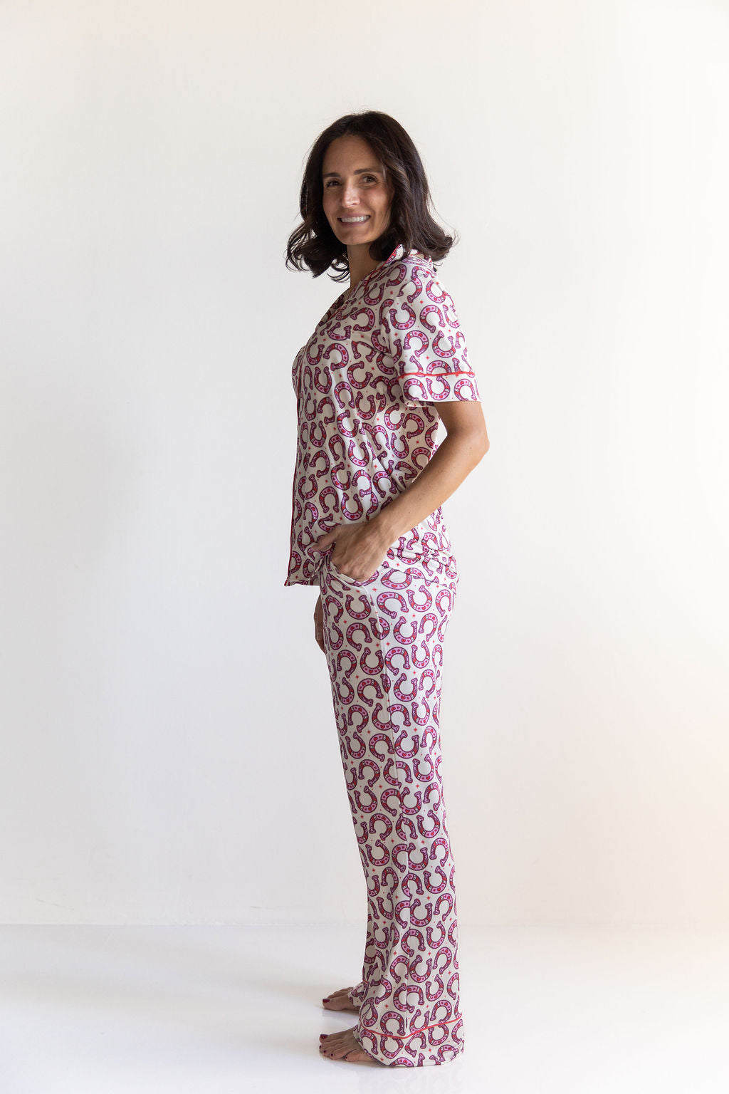 HORSESHOES | WOMEN'S BUTTON UP SHORT SLEEVE SET