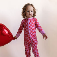 PINK + RED MINI CHECKER | ZIPPER ONE PIECE