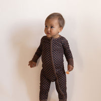 BROWN + BLACK MINI CHECKER | ZIPPER ONE PIECE