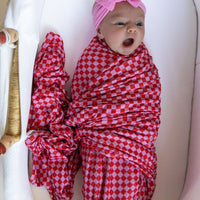 PINK + RED MINI CHECKER | SWADDLE