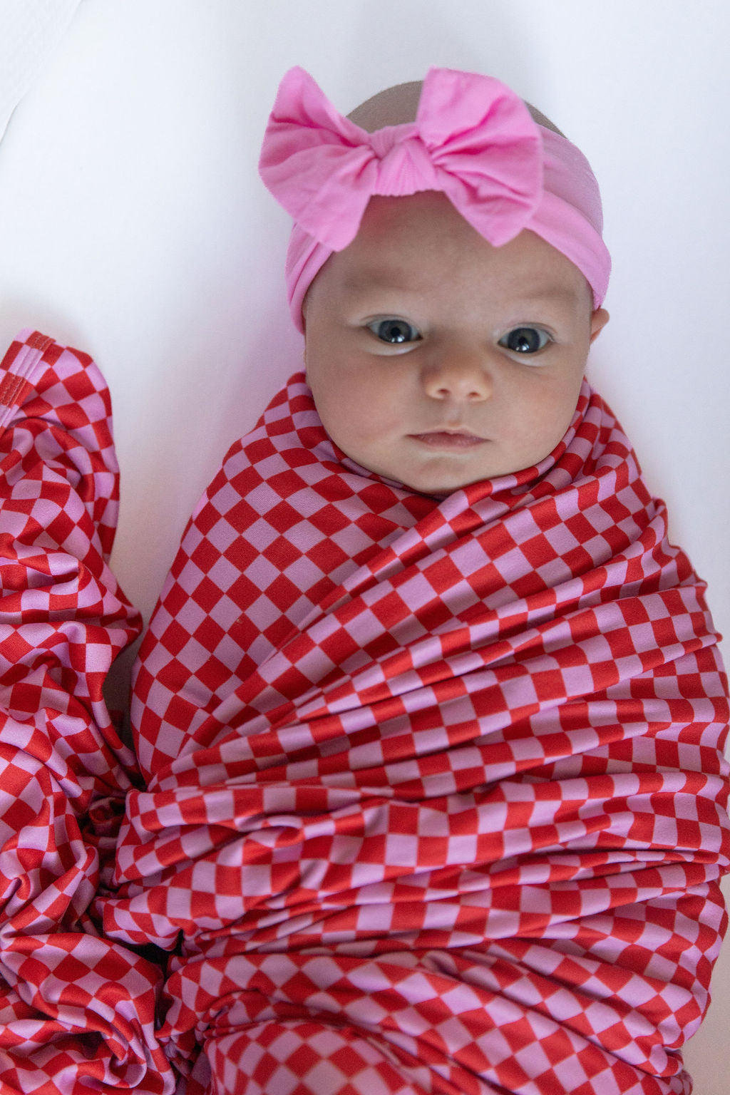 PINK + RED MINI CHECKER | SWADDLE