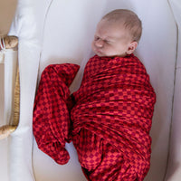 RED MINI CHECKER | SWADDLE