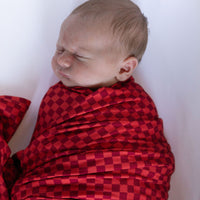 RED MINI CHECKER | SWADDLE