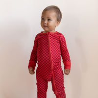 RED MINI CHECKER | ZIPPER ONE PIECE