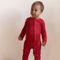 RED MINI CHECKER | ZIPPER ONE PIECE