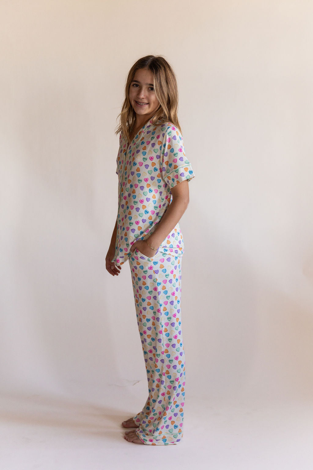 CANDY HEARTS | GIRLS' BUTTON UP SHORT SLEEVE SET