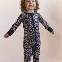 BLACK + CREAM MINI DAISY | ZIPPER ONE PIECE