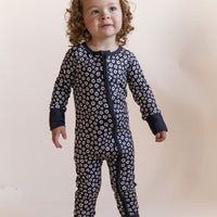 BLACK + CREAM MINI DAISY | ZIPPER ONE PIECE