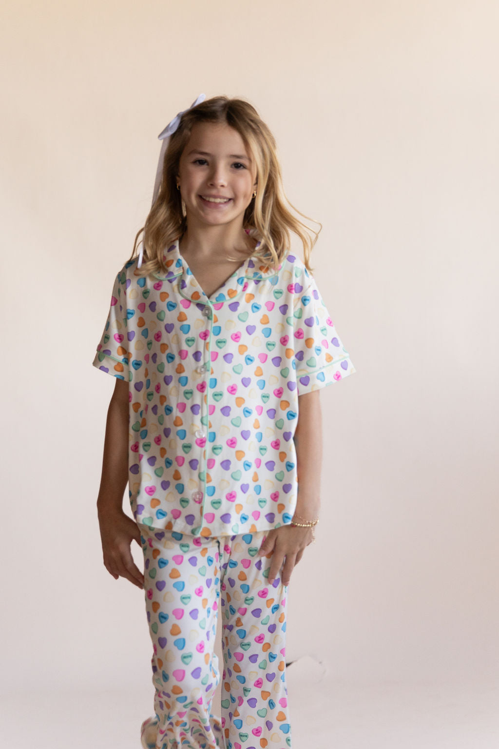 CANDY HEARTS | GIRLS' BUTTON UP SHORT SLEEVE SET