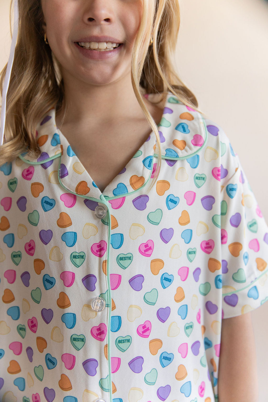 CANDY HEARTS | GIRLS' BUTTON UP SHORT SLEEVE SET