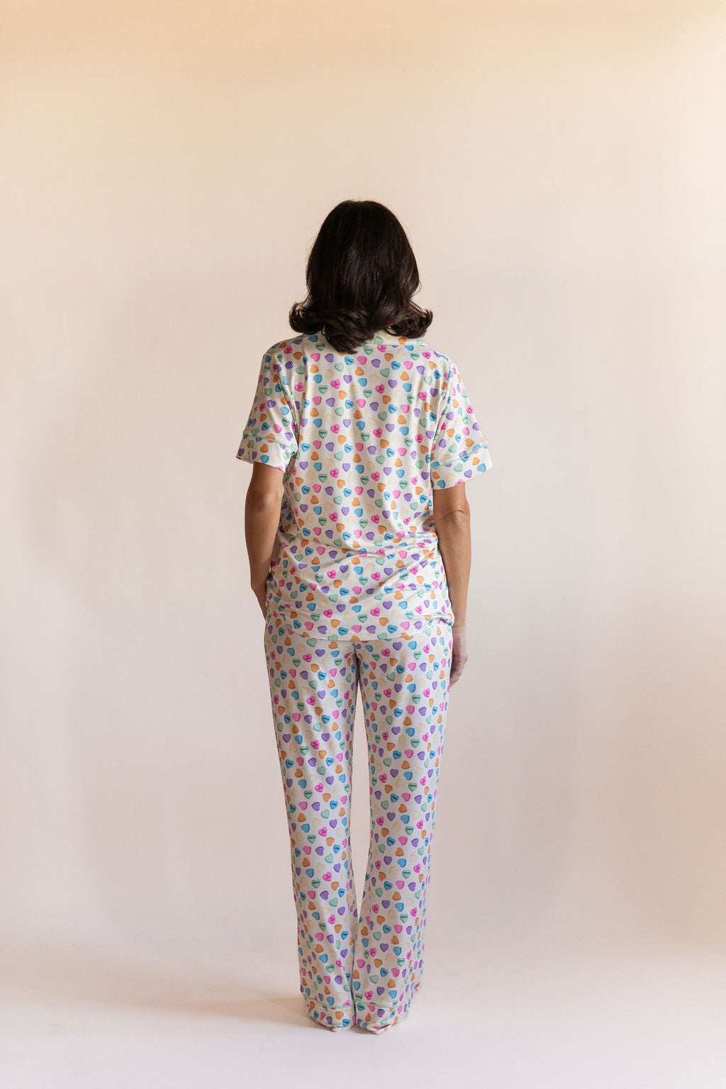 CANDY HEARTS | WOMEN'S BUTTON UP SHORT SLEEVE SET