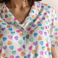 CANDY HEARTS | WOMEN'S BUTTON UP SHORT SLEEVE SET