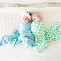 BRIGHT GREEN + BLUE FLORAL | SWADDLE