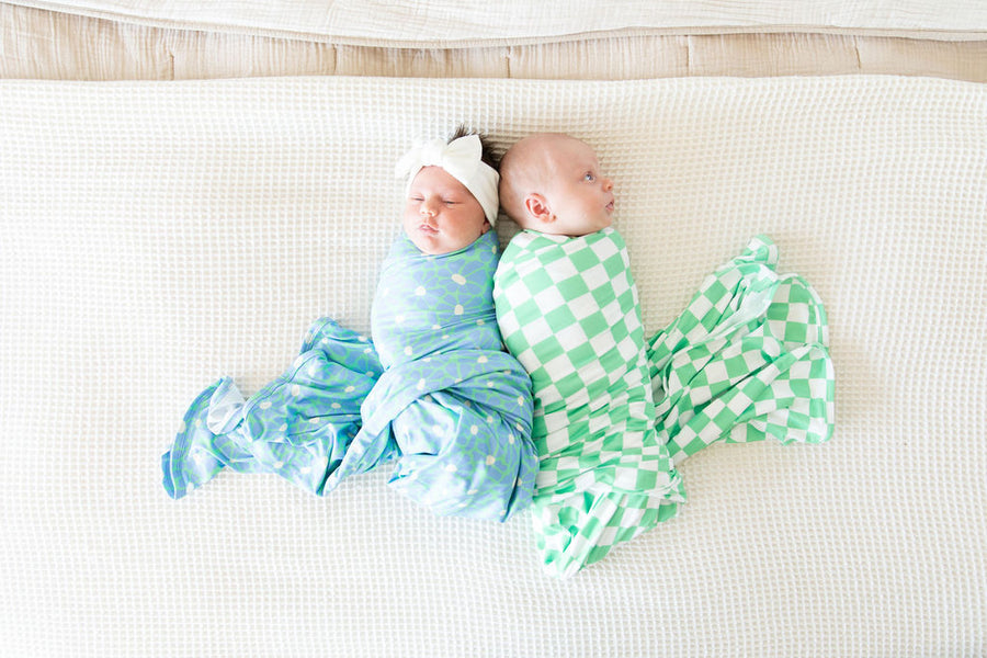 BRIGHT GREEN + BLUE FLORAL | SWADDLE