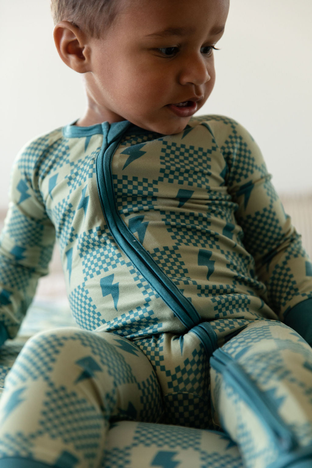 CHECKER LIGHTNING BOLTS | ZIPPER ONE PIECE