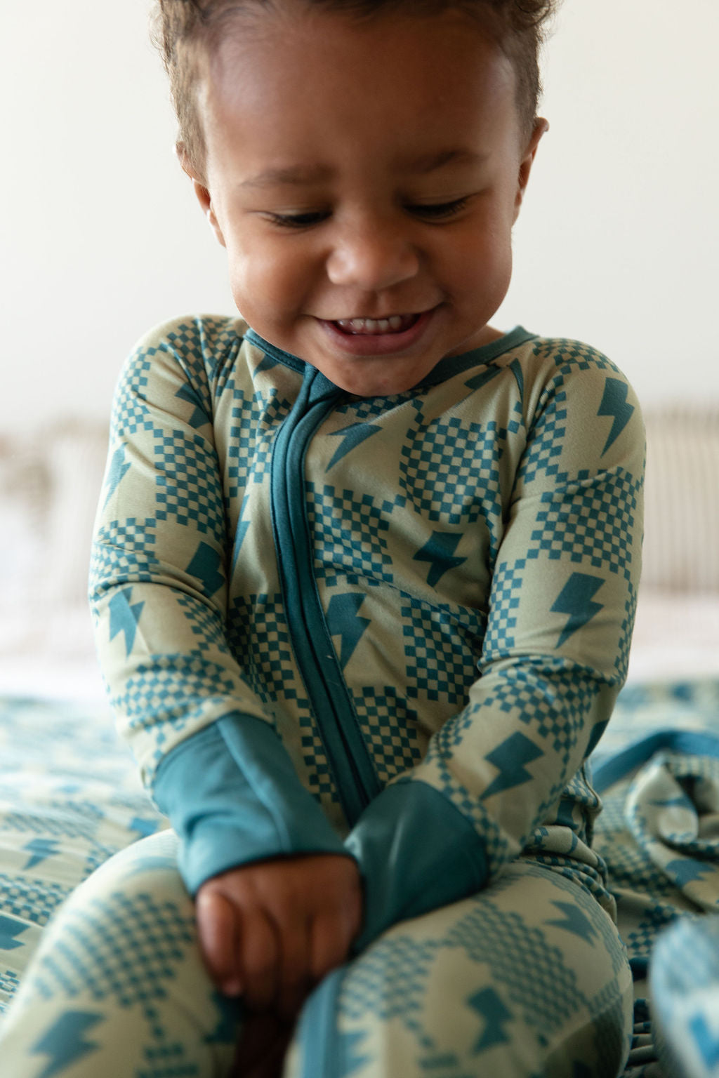 CHECKER LIGHTNING BOLTS | ZIPPER ONE PIECE