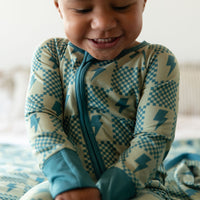 CHECKER LIGHTNING BOLTS | ZIPPER ONE PIECE