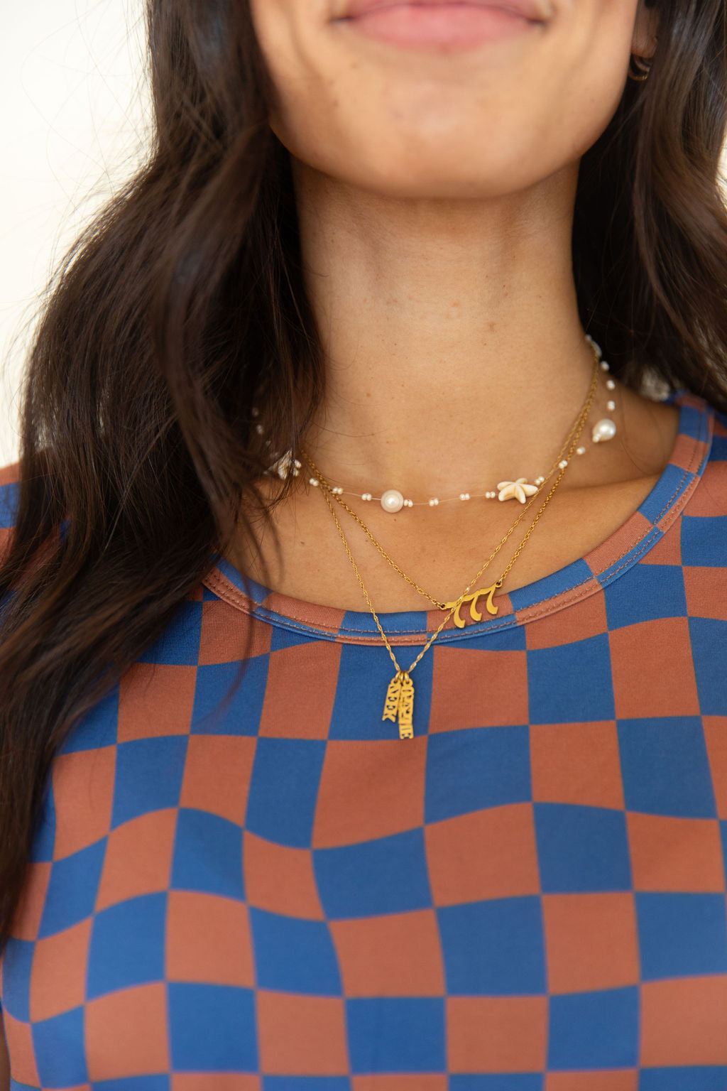 BROWN + ROYAL BLUE WAVY CHECKER | WOMEN'S SHORT SET – COZYS