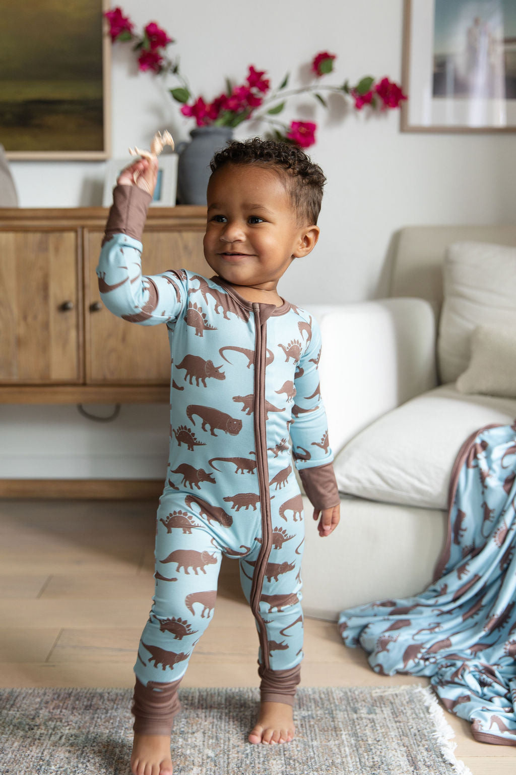 BROWN DINO | ZIPPER ONE PIECE