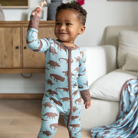 BROWN DINO | ZIPPER ONE PIECE