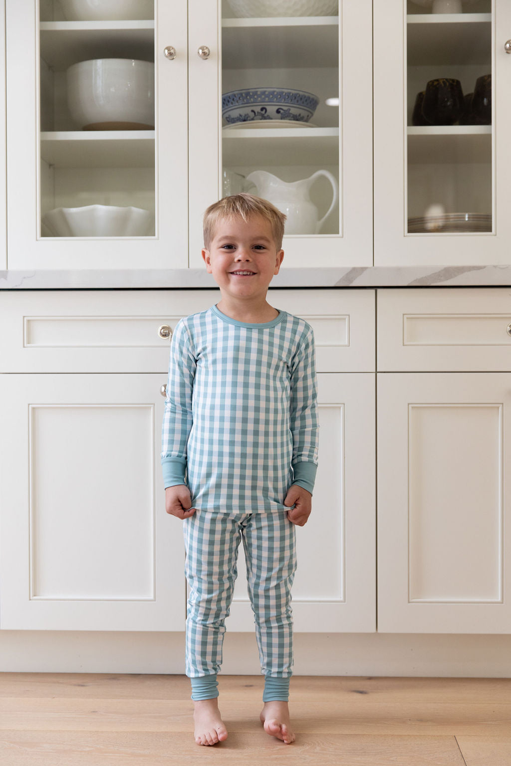 MUTED TEAL GINGHAM | LONG SLEEVE