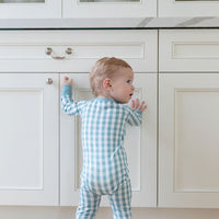 MUTED TEAL GINGHAM | ZIPPER ONE PIECE