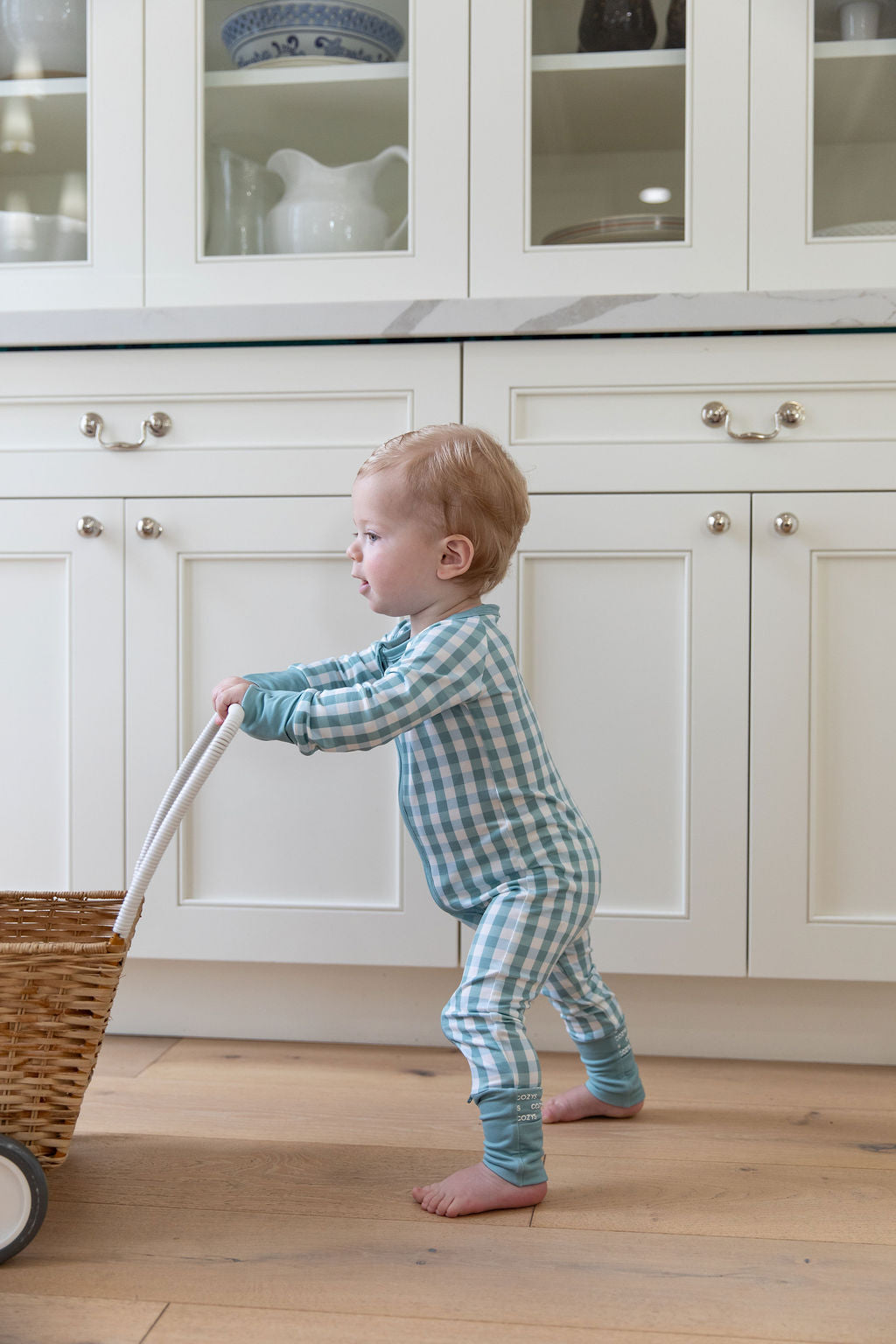 MUTED TEAL GINGHAM | ZIPPER ONE PIECE