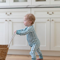 MUTED TEAL GINGHAM | ZIPPER ONE PIECE