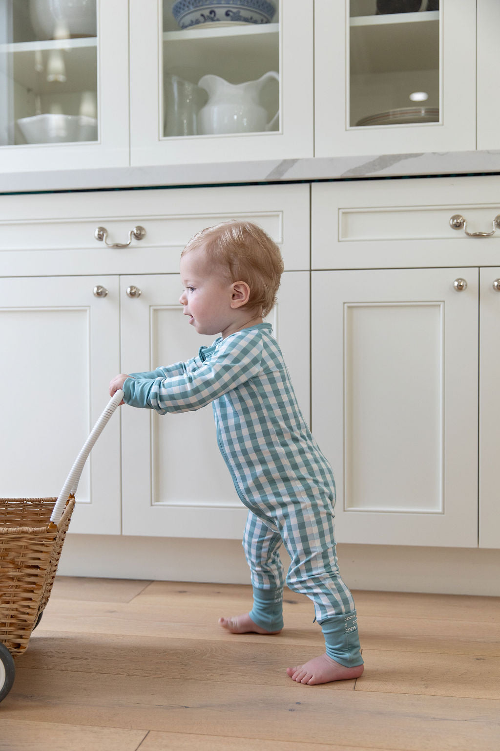 MUTED TEAL GINGHAM | ZIPPER ONE PIECE