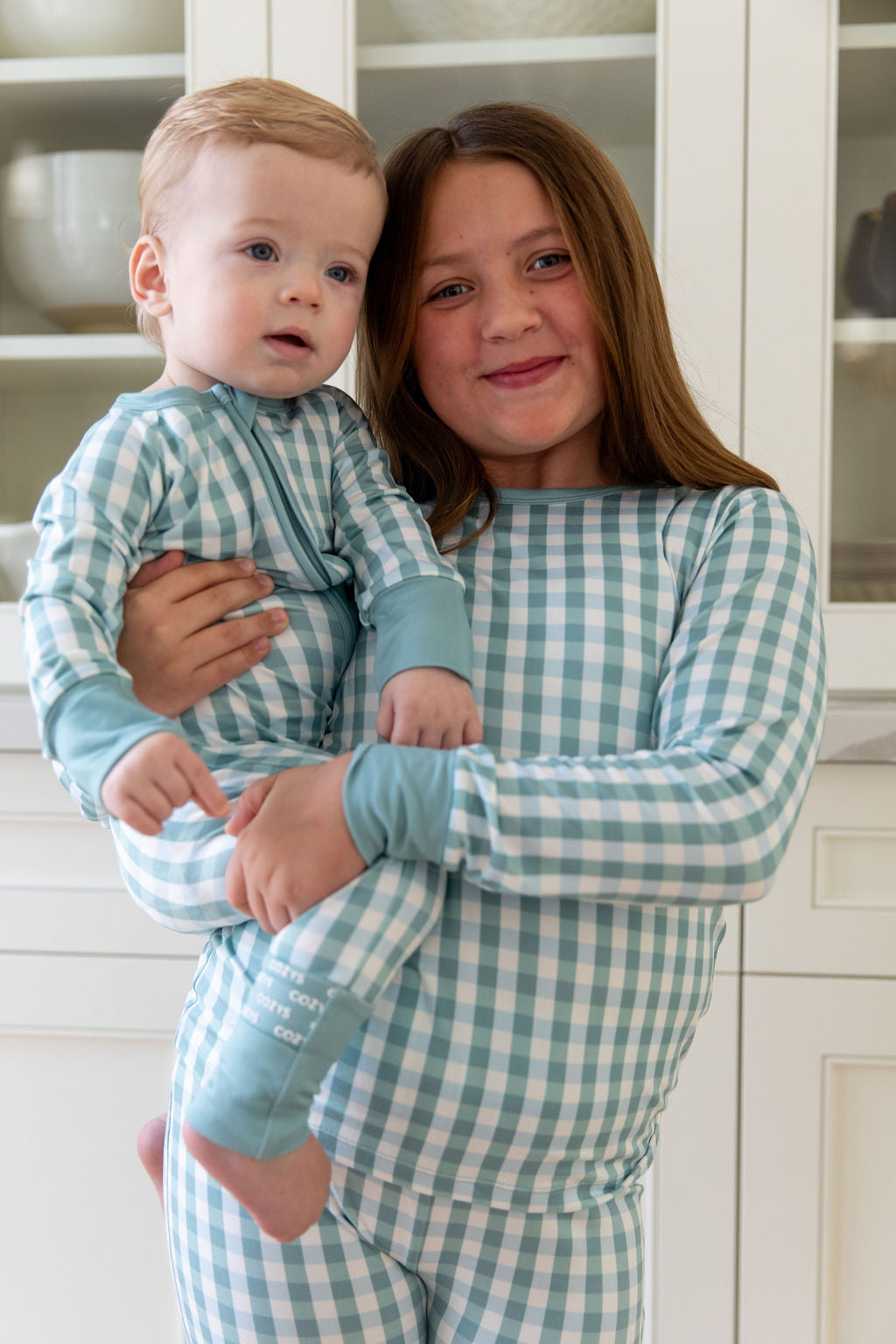 MUTED TEAL GINGHAM | LONG SLEEVE