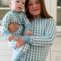 MUTED TEAL GINGHAM | LONG SLEEVE