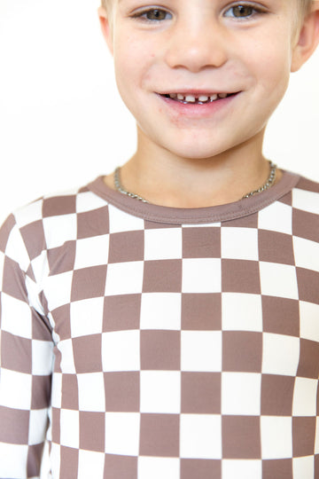 BROWN + WHITE CHECKER | LONG SLEEVE