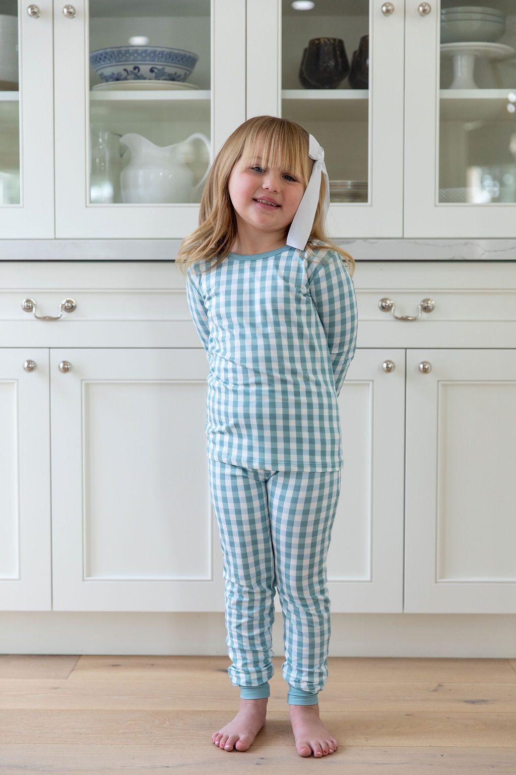 MUTED TEAL GINGHAM | LONG SLEEVE