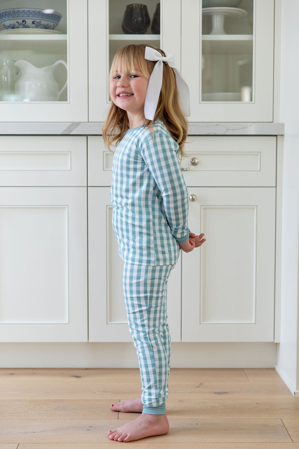 MUTED TEAL GINGHAM | LONG SLEEVE