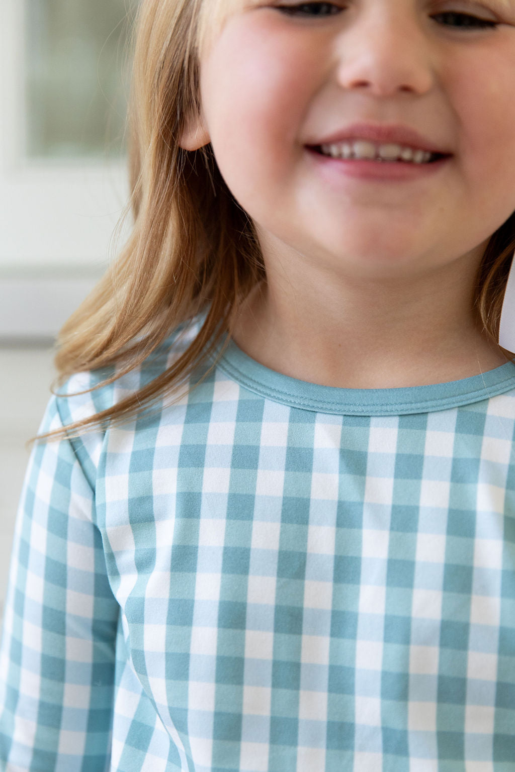 MUTED TEAL GINGHAM | LONG SLEEVE