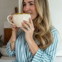 MUTED TEAL + BLUE STRIPE | WOMEN'S ROBE