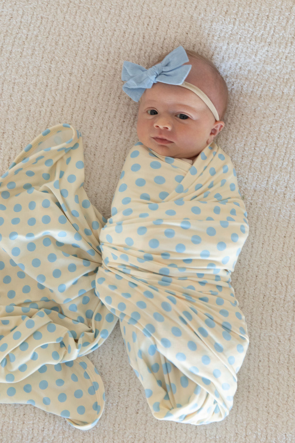 YELLOW + BLUE POLKADOTS | SWADDLE