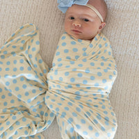 YELLOW + BLUE POLKADOTS | SWADDLE