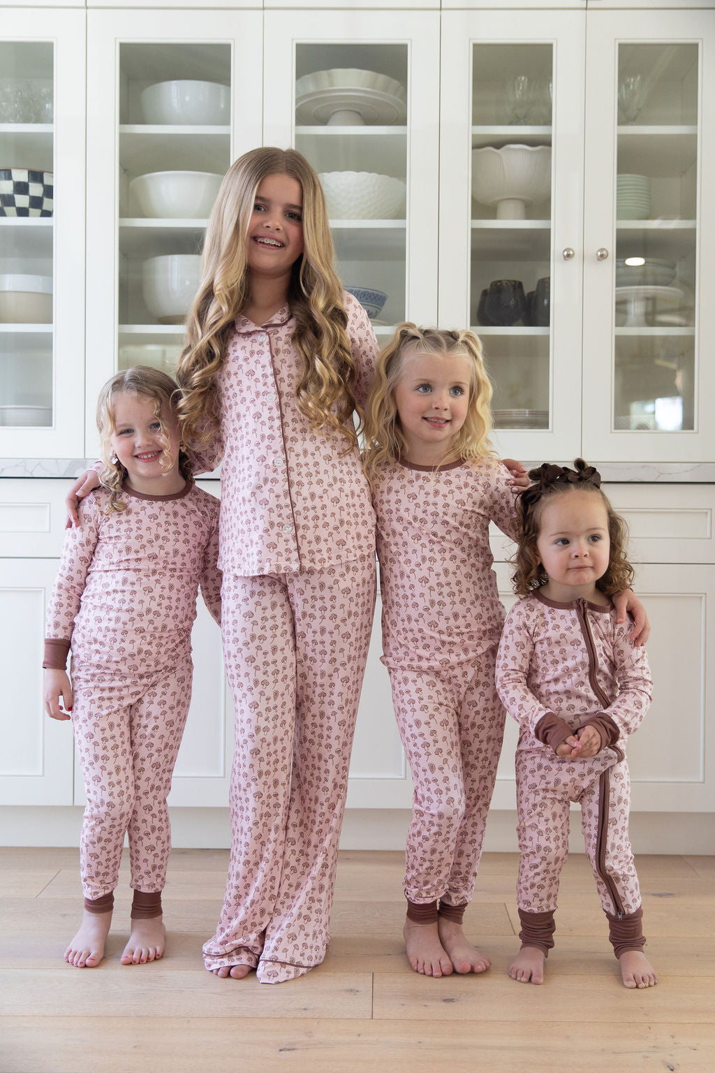 PINK MUSHROOMS | GIRLS' BUTTON UP LONG SLEEVE SET
