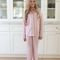 PINK MUSHROOMS | GIRLS' BUTTON UP LONG SLEEVE SET