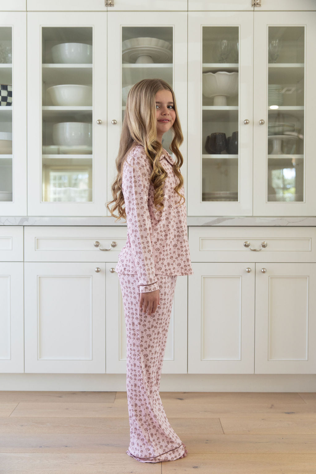 PINK MUSHROOMS | GIRLS' BUTTON UP LONG SLEEVE SET