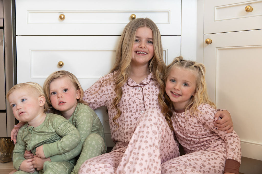 PINK MUSHROOMS | GIRLS' BUTTON UP LONG SLEEVE SET