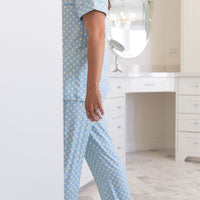 BLUE + YELLOW POLKADOTS | WOMEN'S BUTTON UP SHORT SLEEVE SET