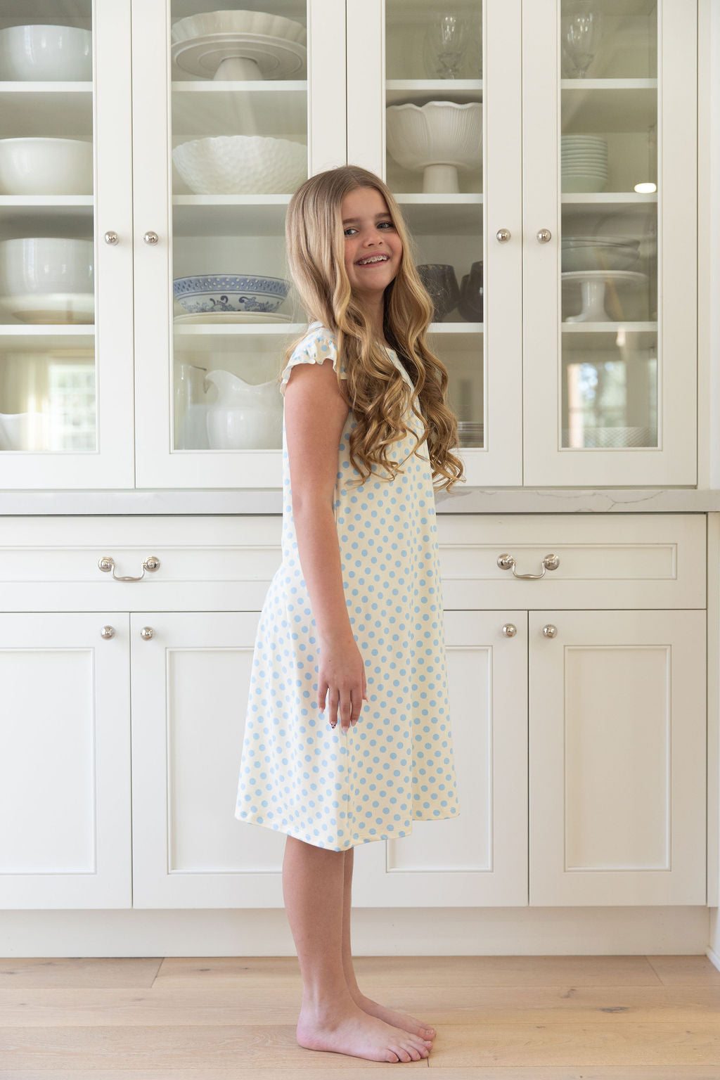 YELLOW + BLUE POLKADOTS | RUFFLE SLEEVE DRESS