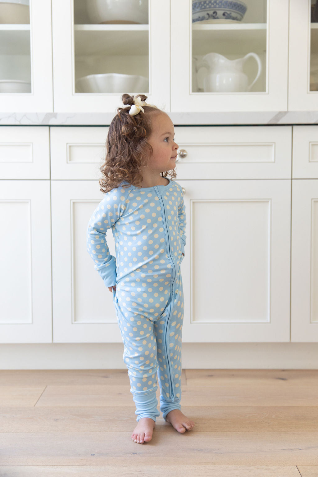 BLUE + YELLOW POLKADOTS | ZIPPER ONE PIECE