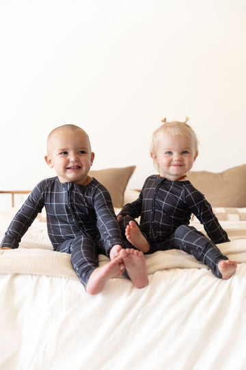 BLACK + WHITE GRID | ZIPPER ONE PIECE